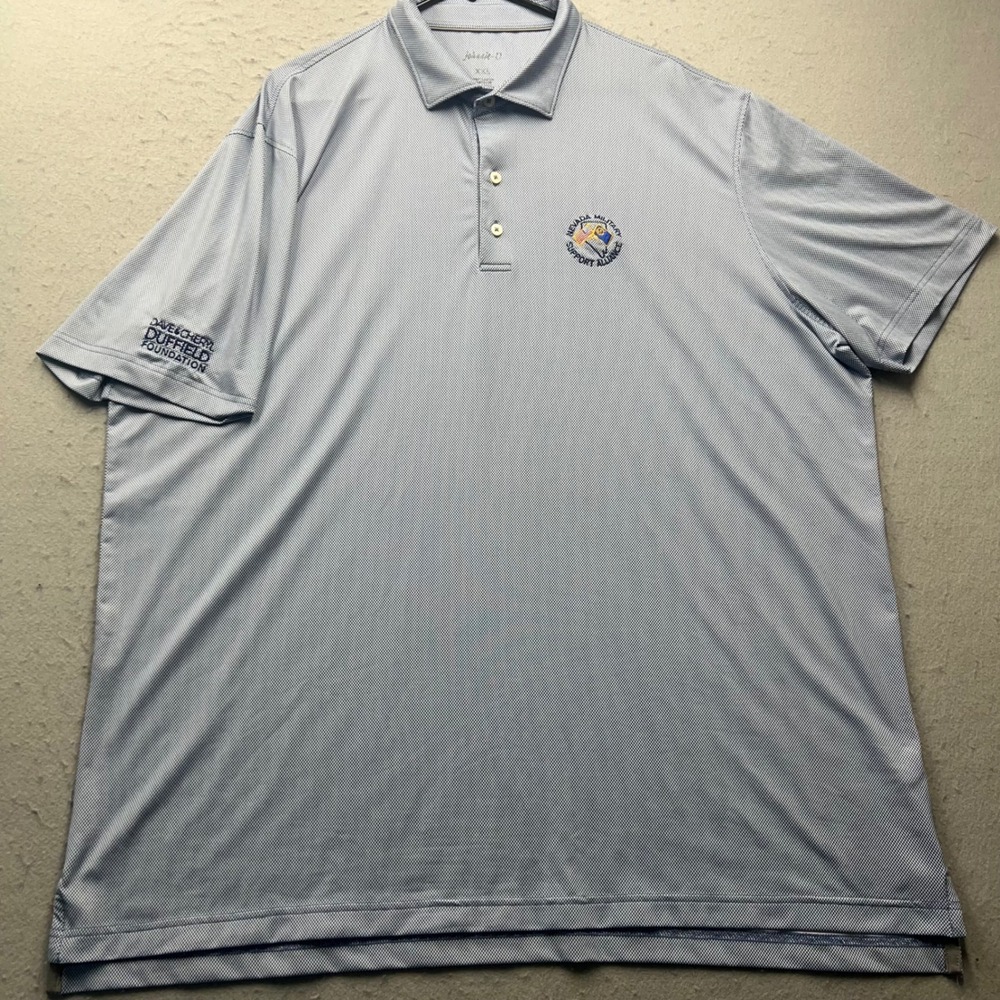 Johnnie-O Mens XXL Blue White Performance Polo Nevada‎ Military Support Alliance